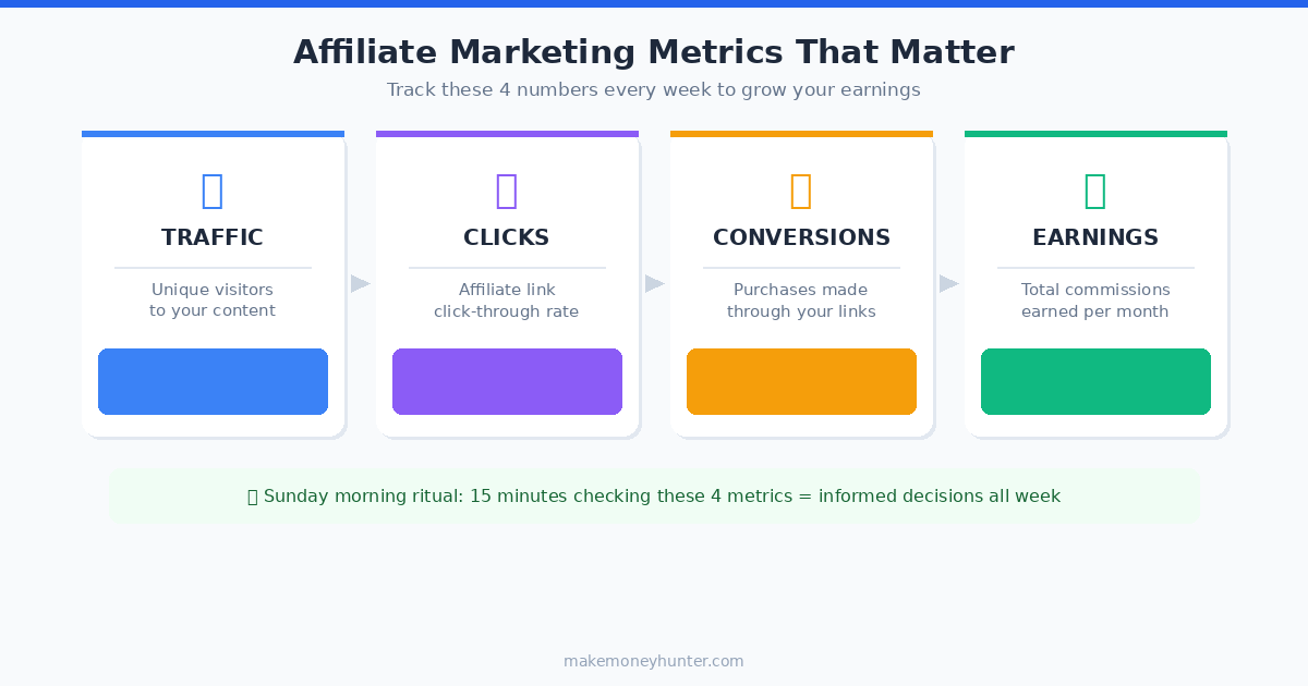 Example affiliate marketing analytics dashboard showing clicks, conversions, and commission earnings over time