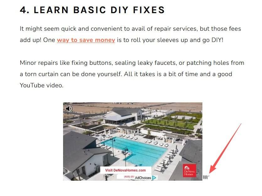 Example of display ad placement within a blog post showing in-content ad unit between paragraphs of an article about DIY home repairs