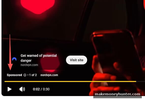 YouTube sponsored ad example showing NordVPN AdSense advertisement on a creator video